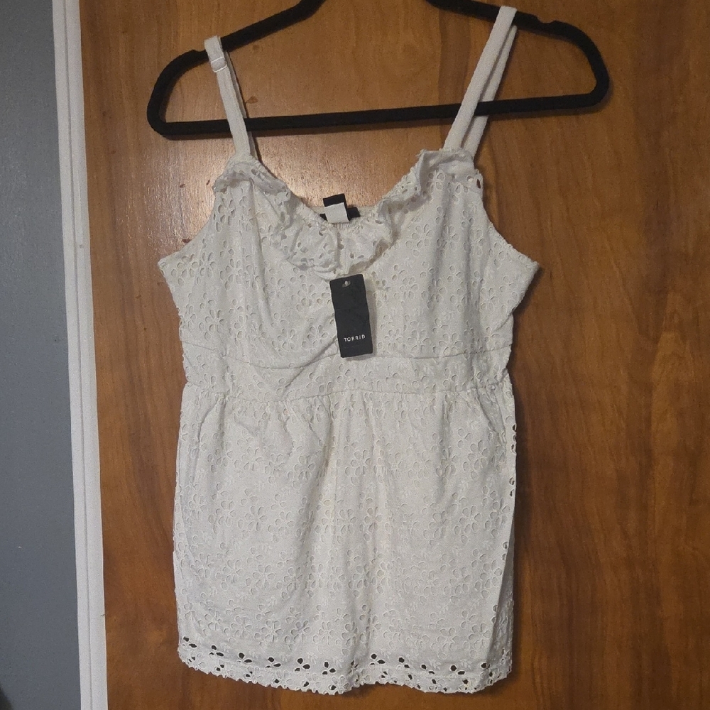 Torrid White Eyelet Ruffle Tank - Picture 5 of 5